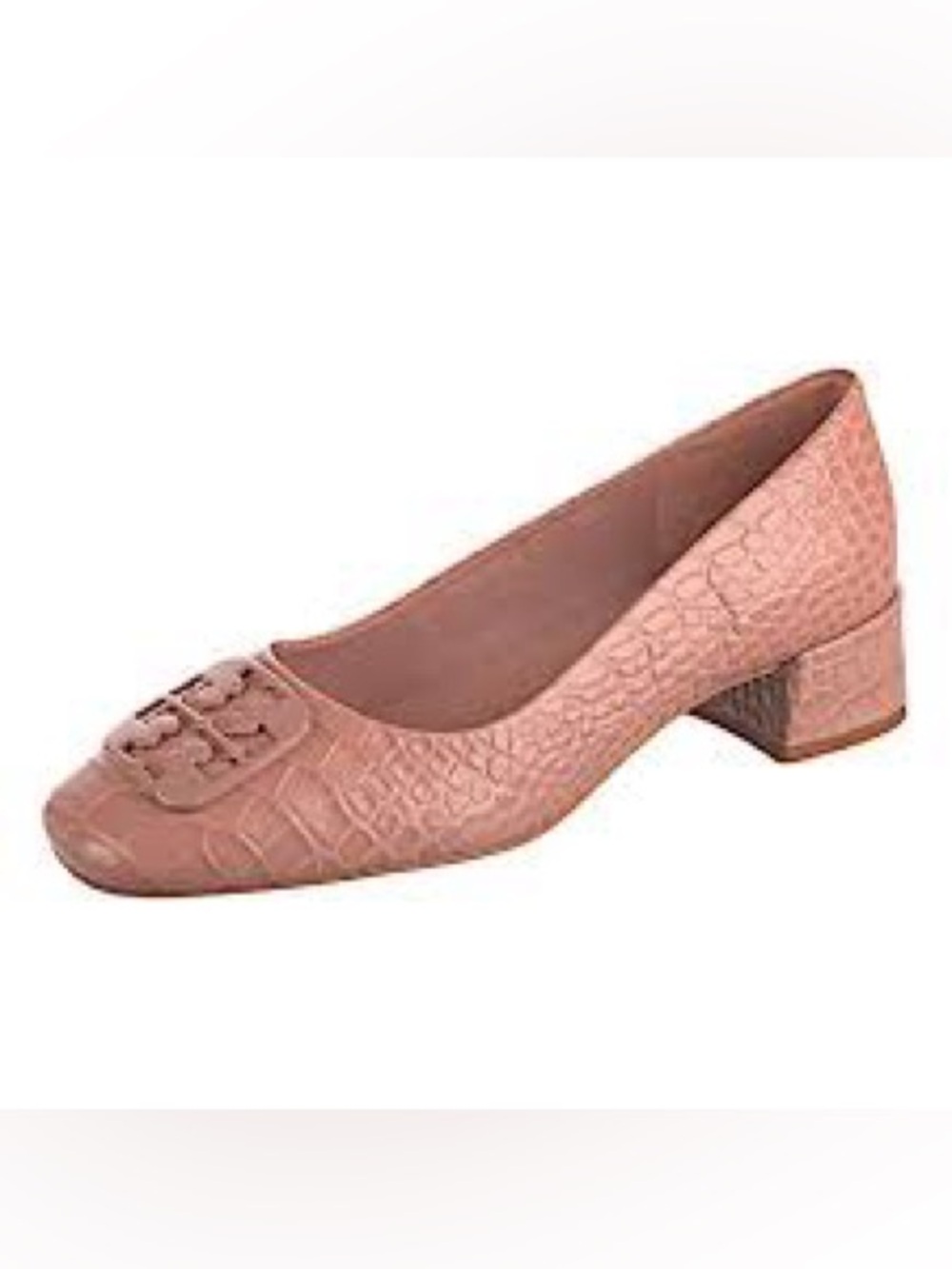 Tory Burch Croc-Embossed Logo Ballet Flats in Taupe Size 11